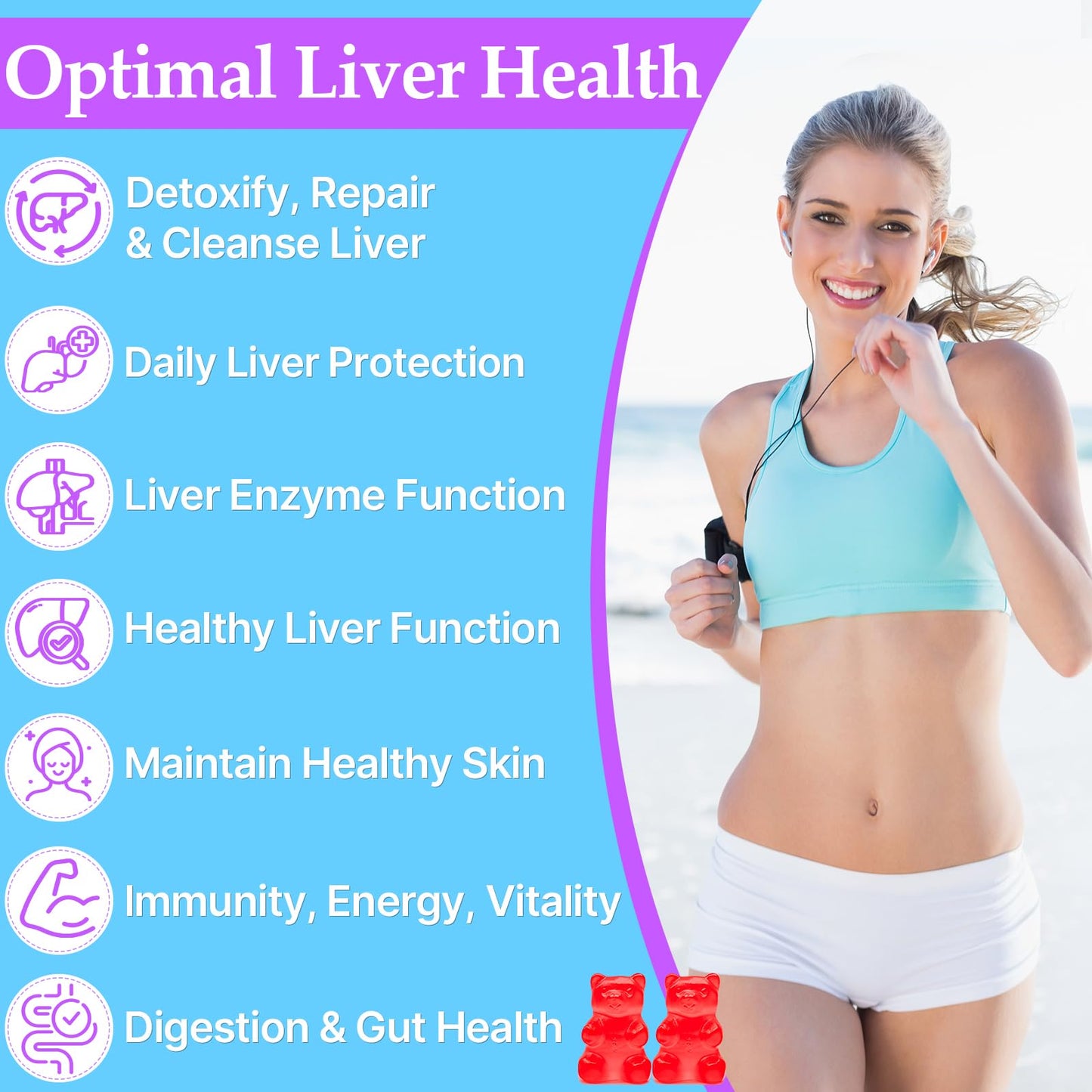 3000mg Liver Detox Repair & Cleanse Gummies | Milk Thistle 2000mg with Turmeric Dandelion Root & Artichoke for Liver Detox, Liver Support & Renew, Antioxidant,