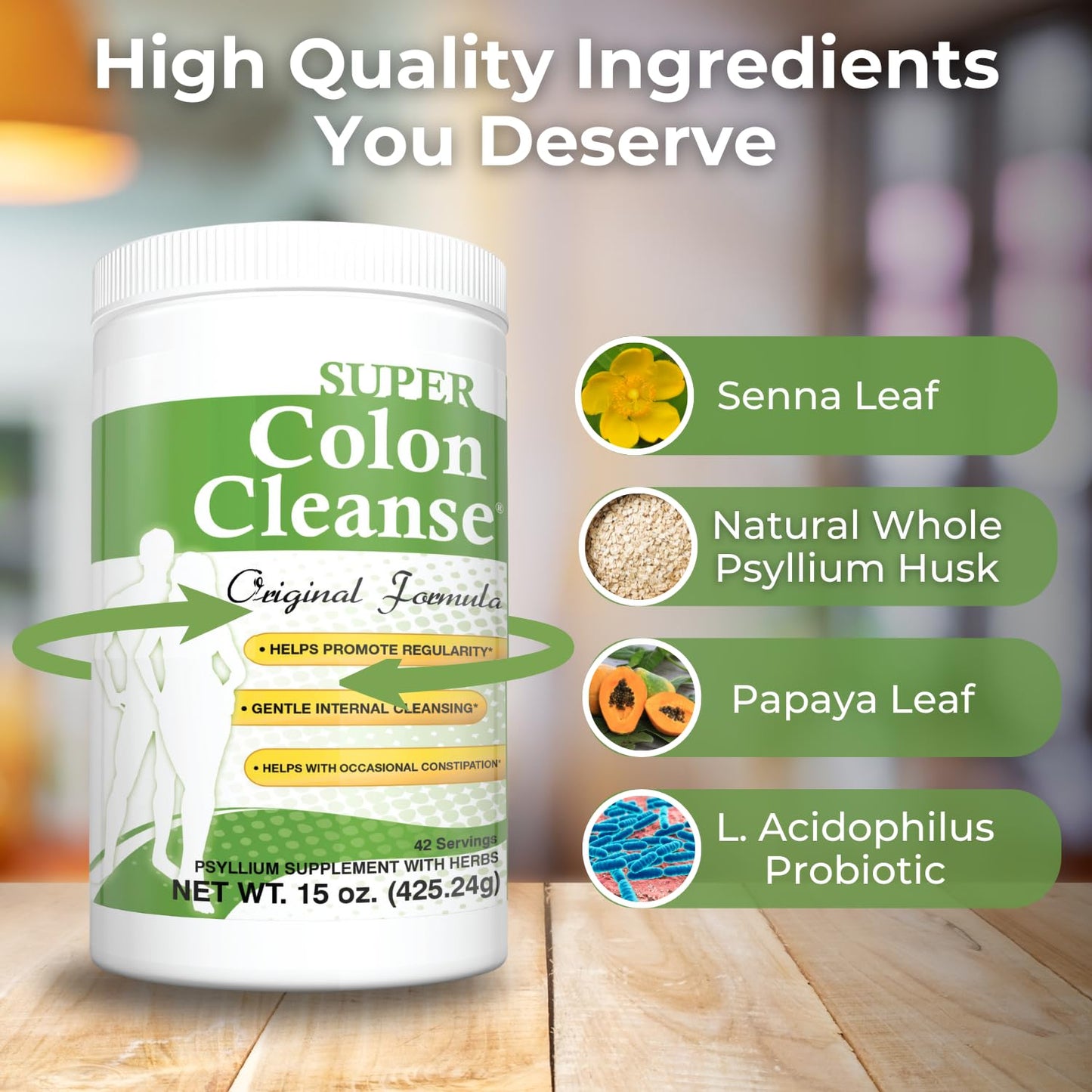 Health Plus Super Colon Cleanse Original Formula (1990-2025), 15 oz Powder, 42 Servings, with Psyllium Husk and Senna Leaf