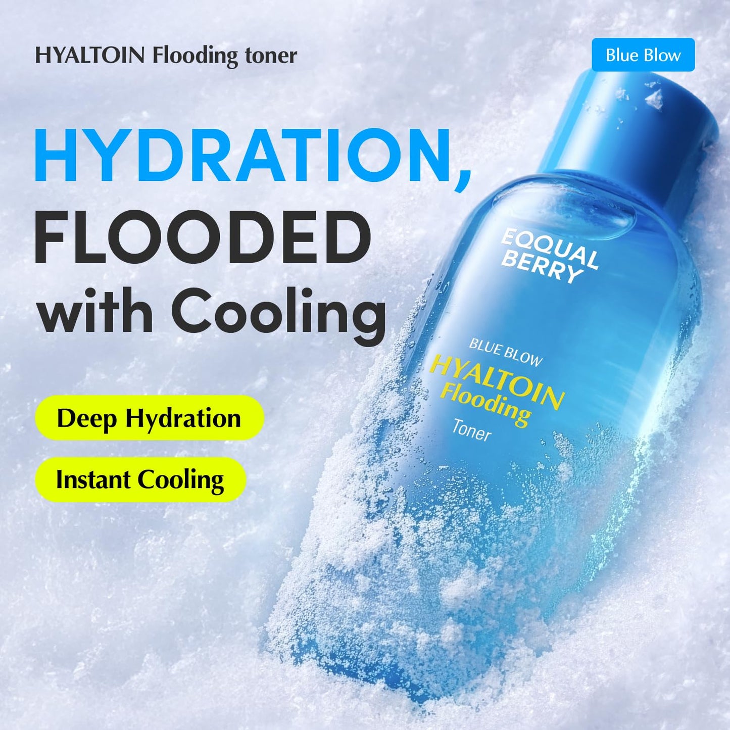 EQQUALBERRY Hyaltoin Flooding Toner | Moisture-Rich Hydrogel Toner for Deep Hydration | Cooling Essence Texture | Hyaluronic Acid & Ectoin