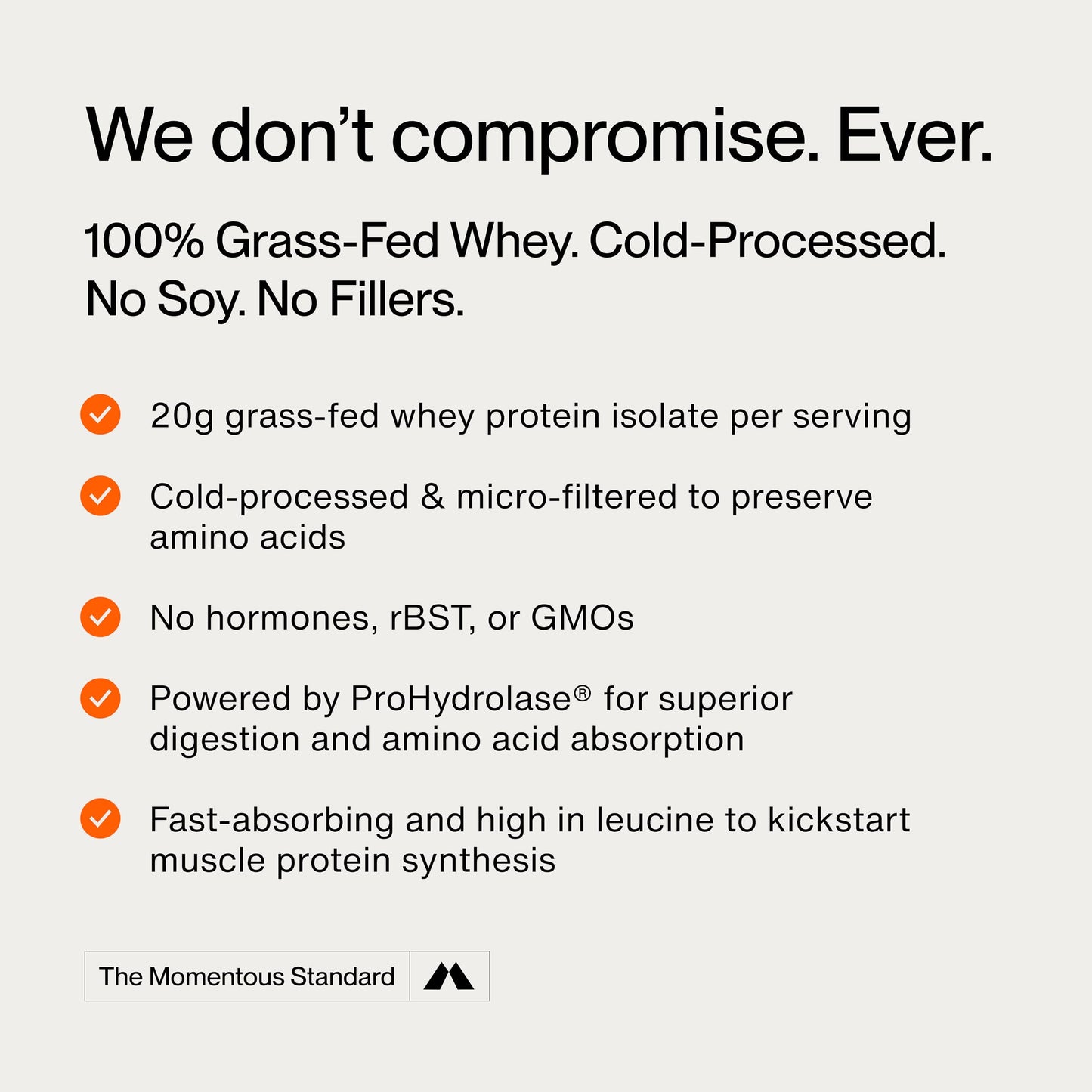 Momentous Essential Grass-Fed Whey Protein Powder - 20 g Whey Isolate Protein - NSF Certified for Sport - Gluten-Free - 12 Servings for Essential Everyday Use