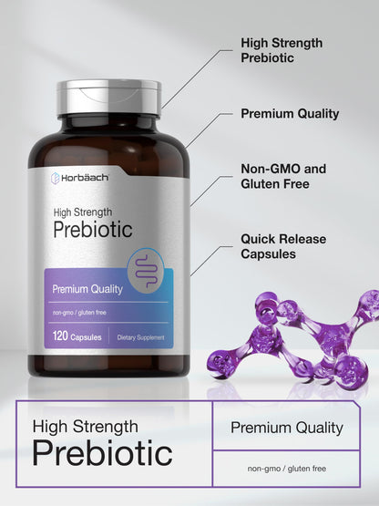 Horbäach Prebiotic for Men and Women | 120 Powder Pills | High Strength & Premium Quality Supplement | Non-GMO & Gluten Free