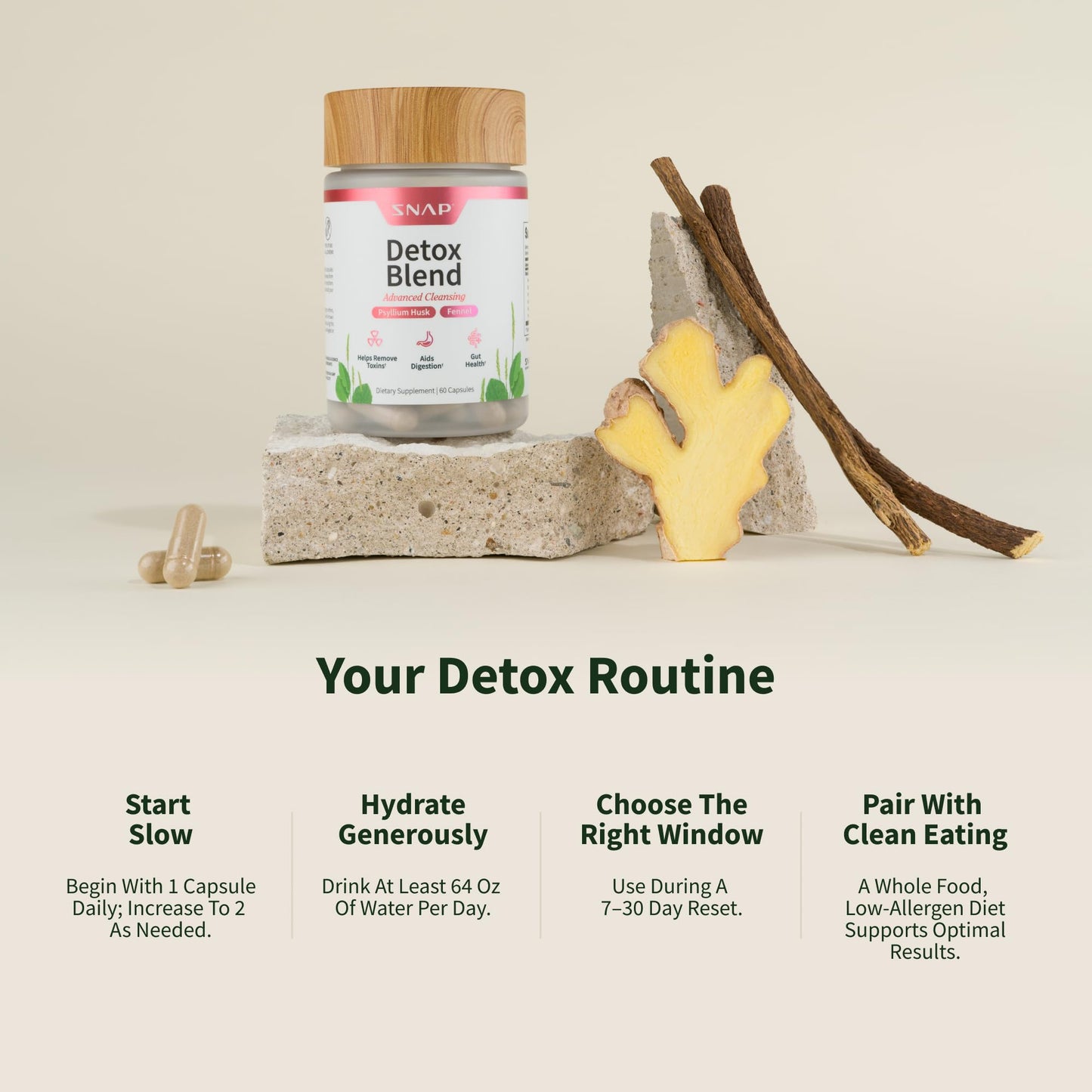 Snap Supplements Detox Cleanse Capsules - Advanced Blend for Full Body Detox & Cleanse, Flush Out Toxins, Improve Digestion & Gut Health