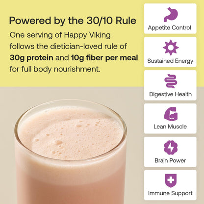 Happy Viking Plant-Based Protein Powder +100 Superfoods Vanilla Meal Replacement Shake, Created by Venus Williams, 30g Plant Protein, 10g Fiber, Vegan, Gluten-Free, Non-GMO, 15 Meals