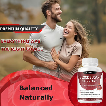 WINYEL Blood Sugar Complex Supplement - with Cinnamon, Bitter Melon, Chromium, Mulberry, Alpha Lipoic Acid, 60 Capsules