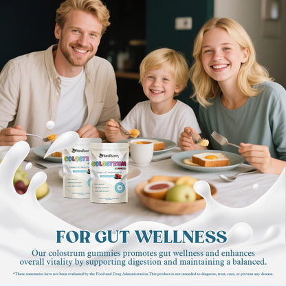 KEDISOM Colostrum Gummies, Grass Fed Colostrum Supplement, 90 Bovine Colostrum Gummies, 45 Servings, Mixed Berry, Sugar-Free