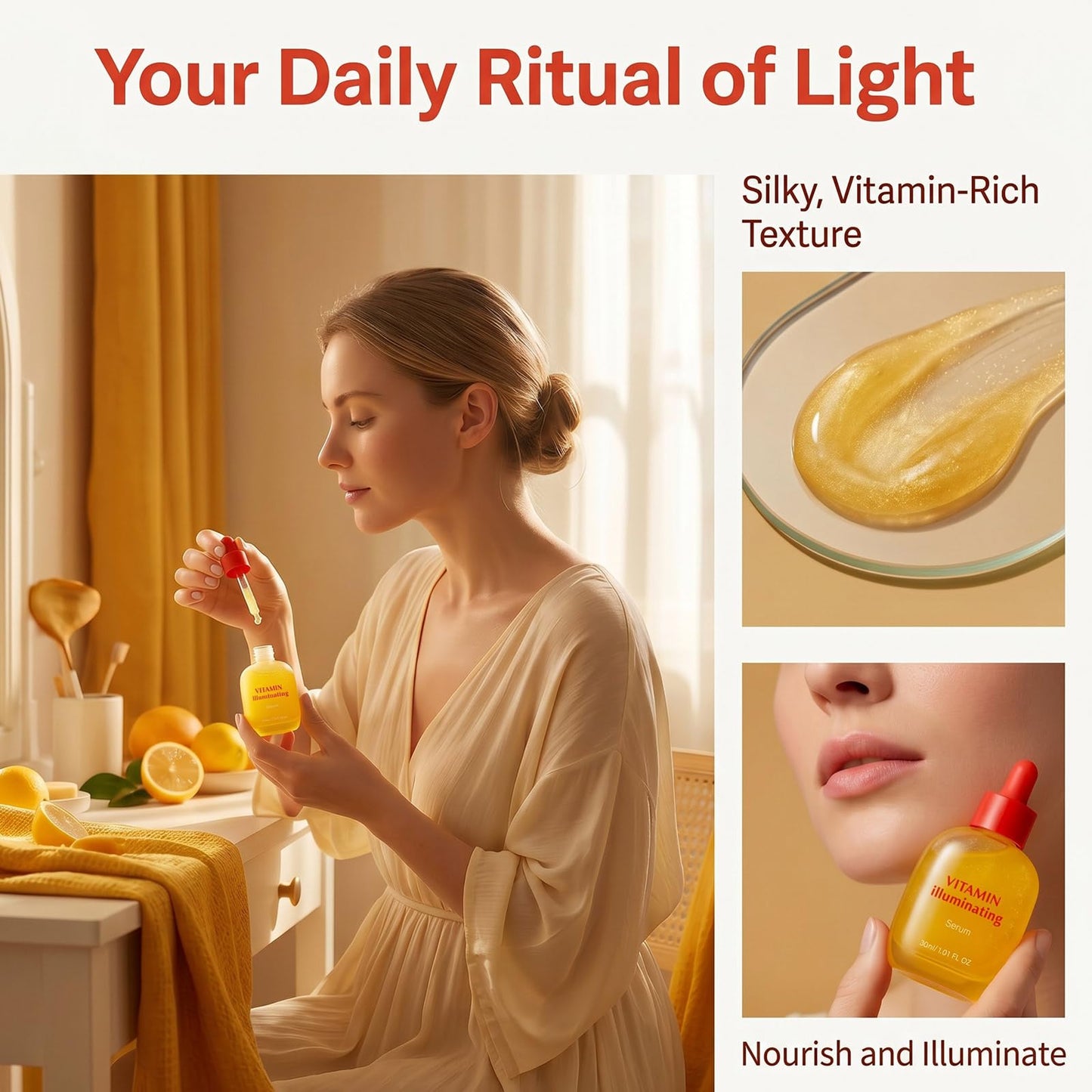 Vitamin Illuminating Serum, with Niacinamide Acid & Hyaluronic Acid Vitamin C Face Serum Helps Reduce Dark Spots & Signs of Uneven Tone Care