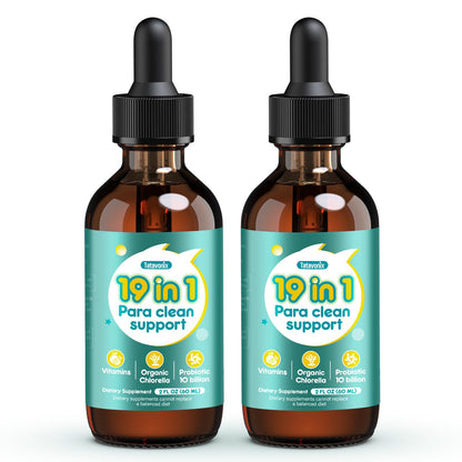 Tatavonix 19 in 1 Herbal Gut Cleanse Drops – Wormwood, Black Walnut, Chlorella 250mg, 10B Probiotics, Clove & Oregano – Liquid Detox Support