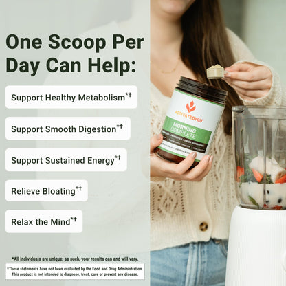 ACTIVATEDYOU Morning Complete Daily Wellness Greens Superfood Drink Mix for Gut Health w/Prebiotics, Probiotics, Antioxidants, Green Superfoods,