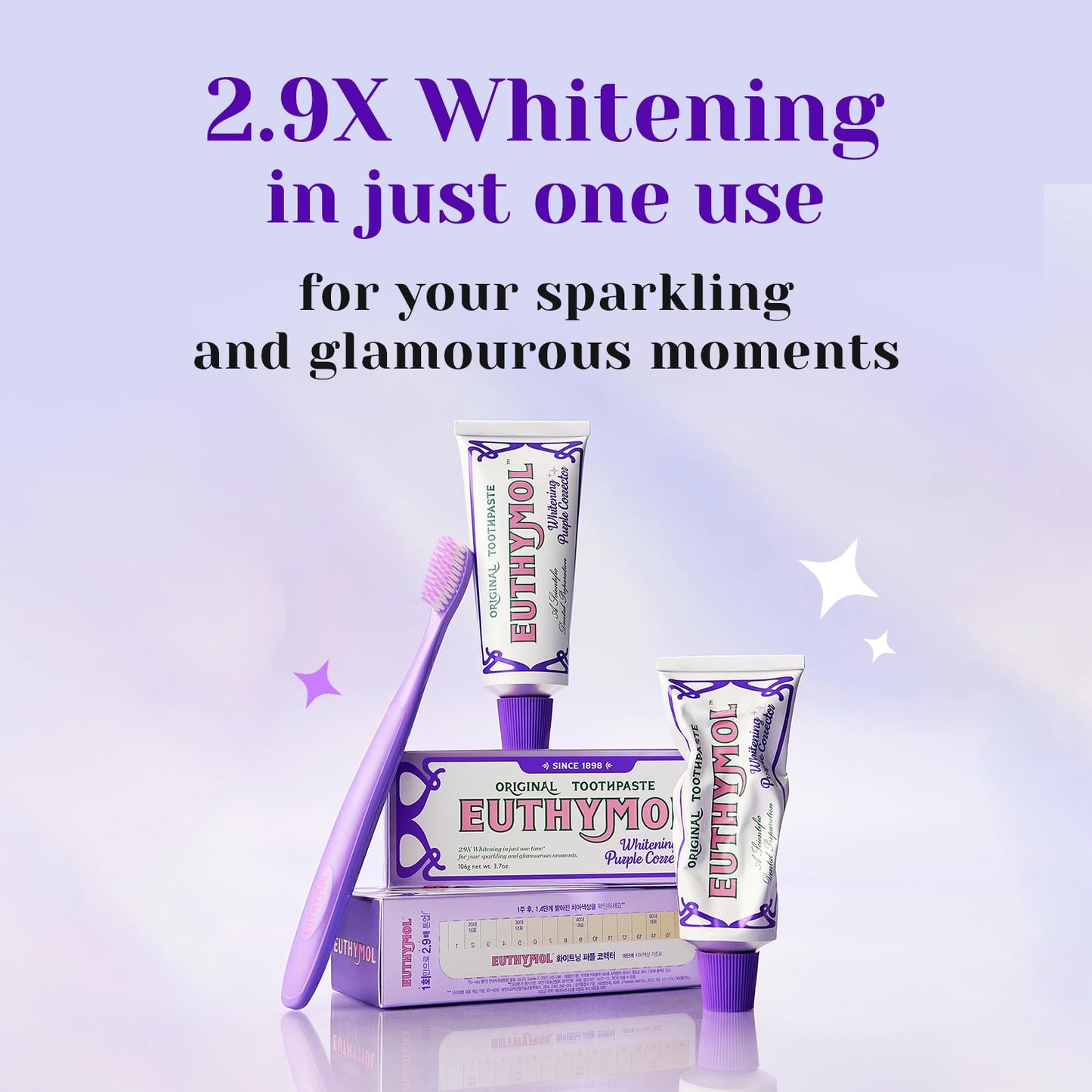 Euthymol Purple Whitening Toothpaste (3.7 fl oz) – for Yellow & Sensitive Teeth | Violet Tone-Up Formula, Instantly Brightens,