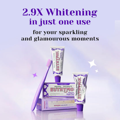 Euthymol Purple Whitening Toothpaste (3.7 fl oz) – for Yellow & Sensitive Teeth | Violet Tone-Up Formula, Instantly Brightens,