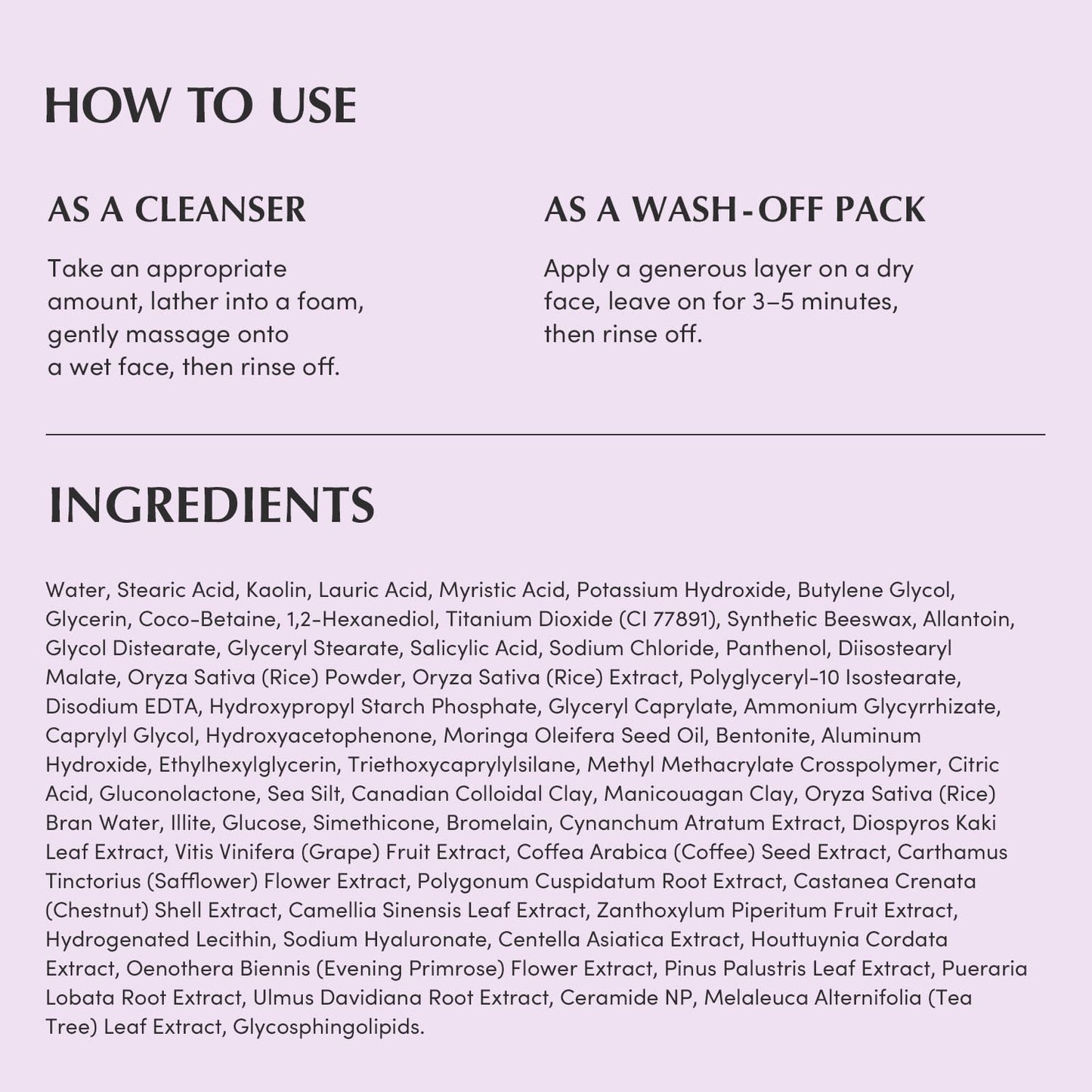 EQQUALBERRY Purple Rice Pore Purifying Pack Cleanser - Dual-Use Clay Mask & Foam Cleanser | Deep Cleansing for Pore Care & Skin Prep | AHA+BHA+PHA