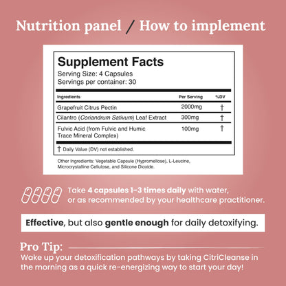 Myers Detox CitriCleanse Toxin Binder Supplement, Supports Heavy Metal Detox, Energy, & Overall Wellness, with Cilantro Extract, Grapefruit Pectin