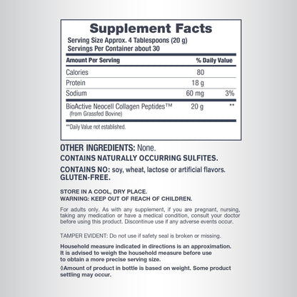 NeoCell Super Collagen Peptides Powder | 30 Servings | Unflavored | Types I & III | Grass Fed Bovine Supplement | Hair, Skin, & Nails | for Women and Men