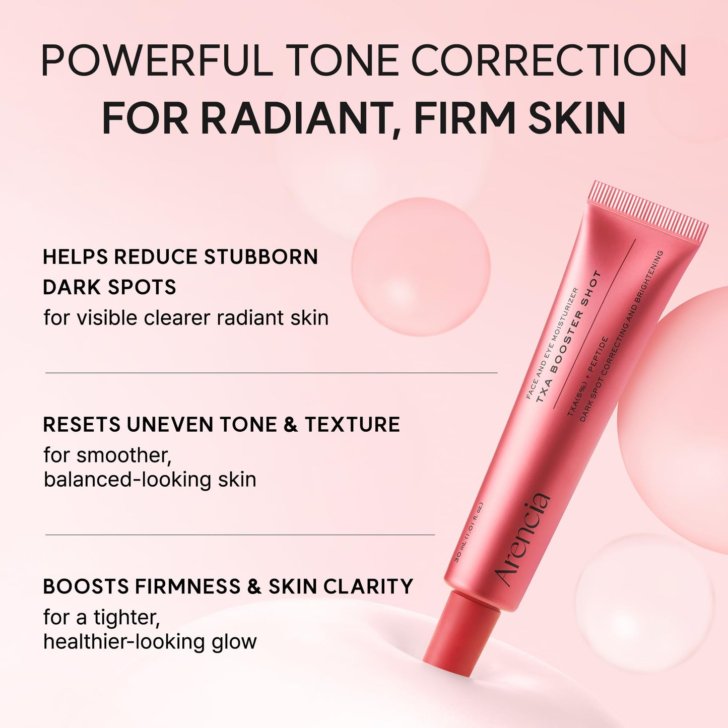 Arencia TXA Booster Shot Serum with 5% Tranexamic Acid & Peptides, Skin Tone Balancing & Hydration Support, Lightweight Daily Skincare, 30 mL / 1.01 fl. oz.