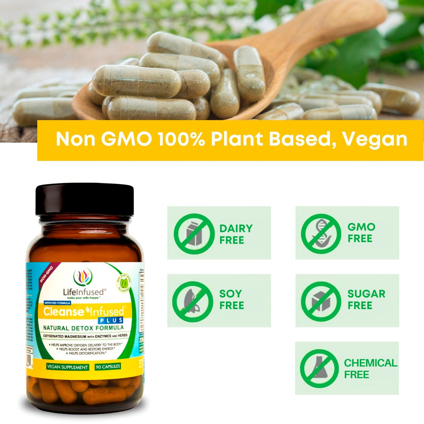 Life Infused Cleanse Infused Plus Digestive Support Supplement – Oxygenated Magnesium with Enzymes & Herbs, Supports Digestive