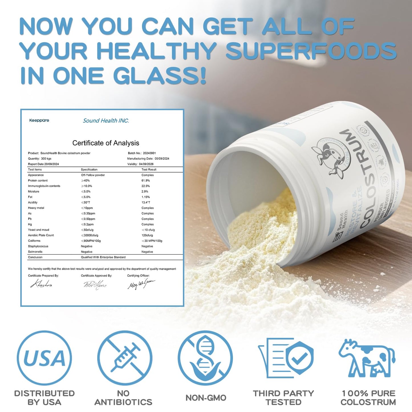 Colostrum Supplement Powder for Humans - Organic Bovine Colostrum Supplement for Gut Health, Hair Growth, Beauty, and Immune Support