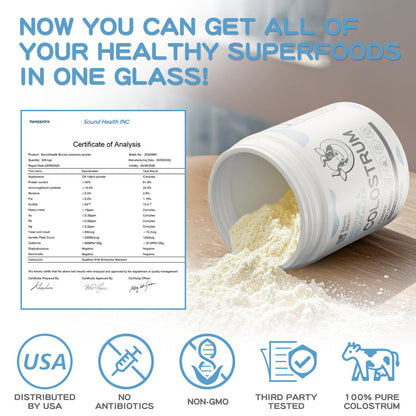 Colostrum Supplement Powder for Humans - Organic Bovine Colostrum Supplement for Gut Health, Hair Growth, Beauty, and Immune Support