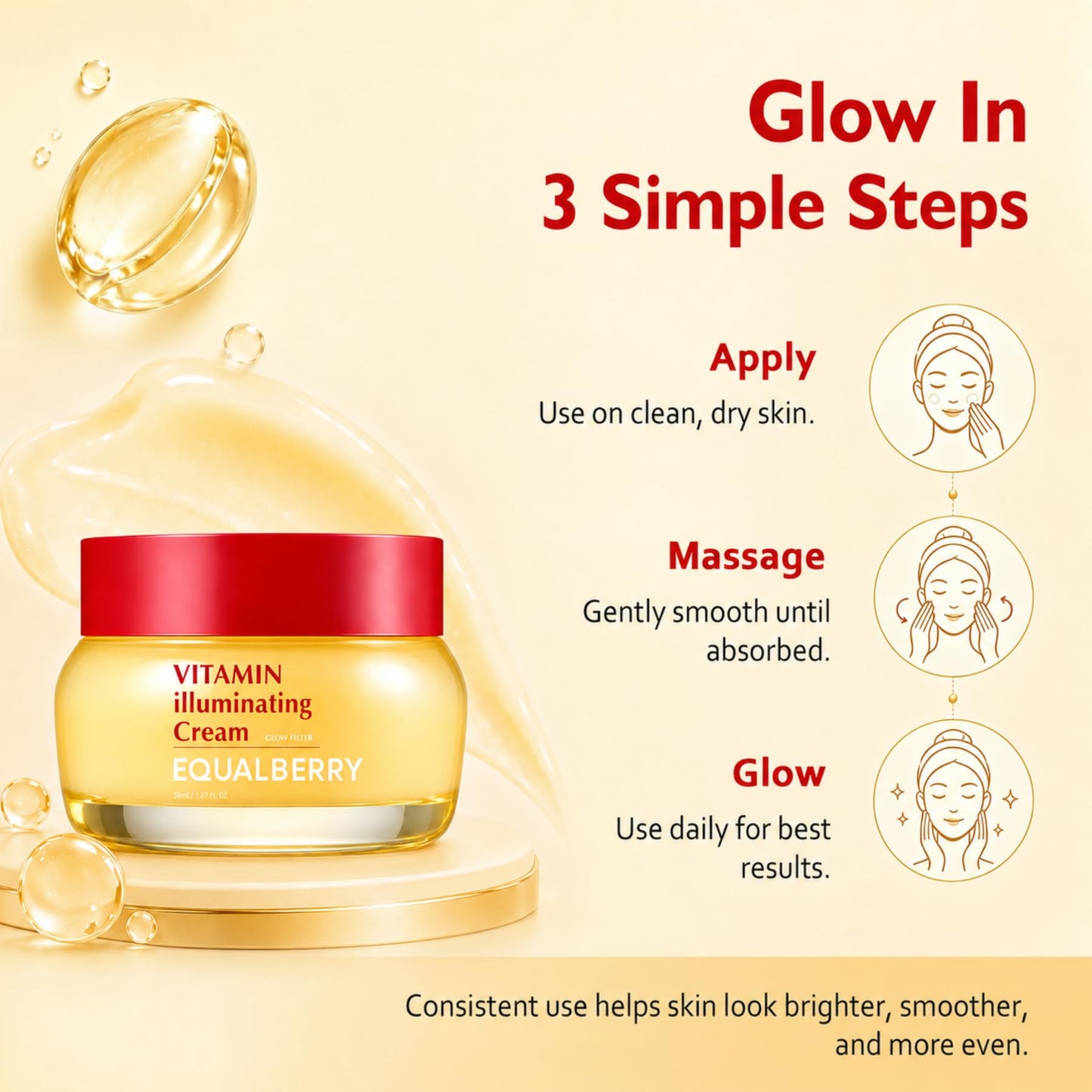 EQUALBERRY Vitamin Illuminating Cream with Niacinamide, TXA, Ceramide | Brightening for Uneven Tone & Dull Skin, Skin Barrier Support