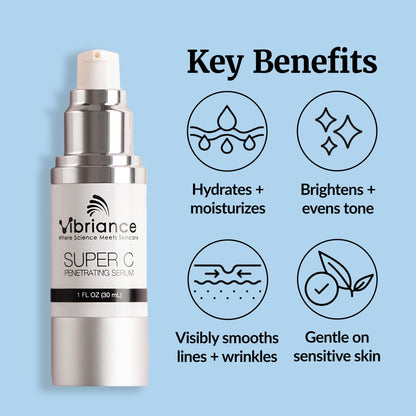 Vibriance Super C Serum for Mature Skin - All-in-One Vitamin Formula Hydrates, Firms, Lifts, Smooths, Targets Age Spots, Wrinkles, 1 fl oz - Pack of 3