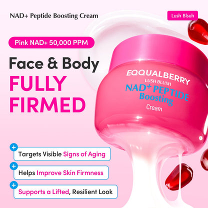 EQQUALBERRY NAD+ Peptide Boosting Cream Double Pack | NAD+ 5% & 13 Peptides Anti-Aging Korean Skincare Face & Body Cream | Firming & Lifting Pink Neck Cream