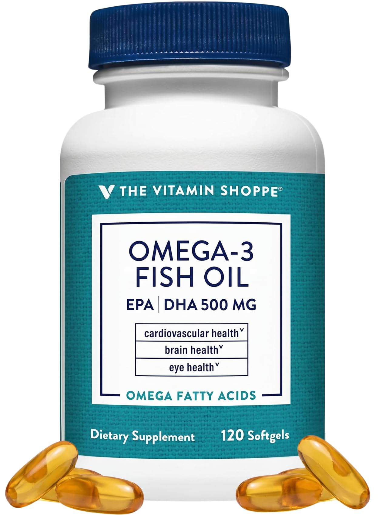 The Vitamin Shoppe Brand Omega 3 Fish Oil 1000mg with EPA DHA 500mg, Cardiovascular, Brain & Eye Health Support for Men and Women, Sourced from Anchovy,