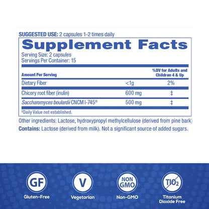 Florastor Advanced Pro+Pre Daily Probiotic and Prebiotic Supplement for Women and Men, Boosts Good Bacteria, Saccharomyces Boulardii