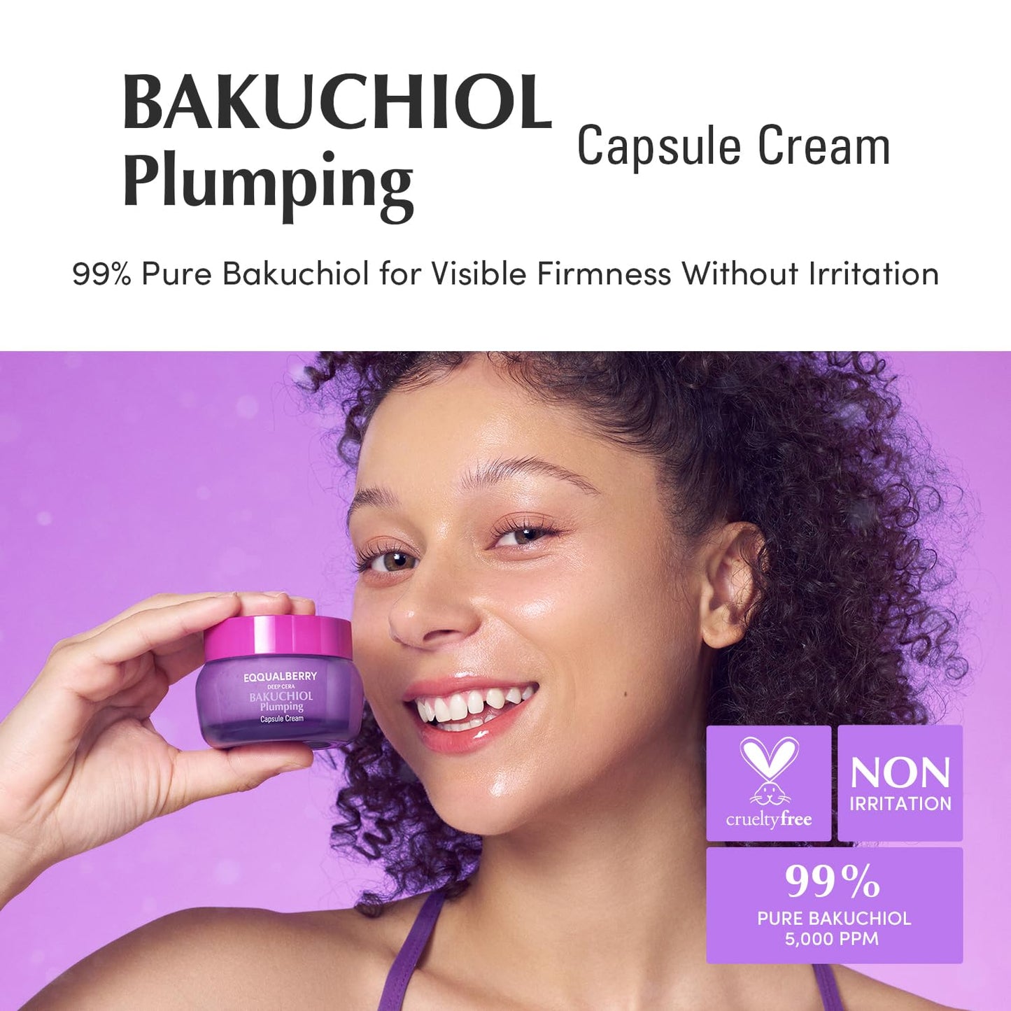 Bakuchiol Plumping Capsule Cream – Retinol Alternative Moisturizer for Firming and Pore Care with 99% Pure Bakuchiol, 5 Types of Collagen