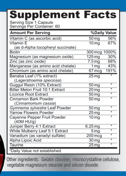 YUMMYVITE Sugar Support Supplement with Cinnamon, Chromium, Mulberry, Alpha Lipoic Acid - 20 Herbs & Vitamins - Non-GMO, 60 Capsules