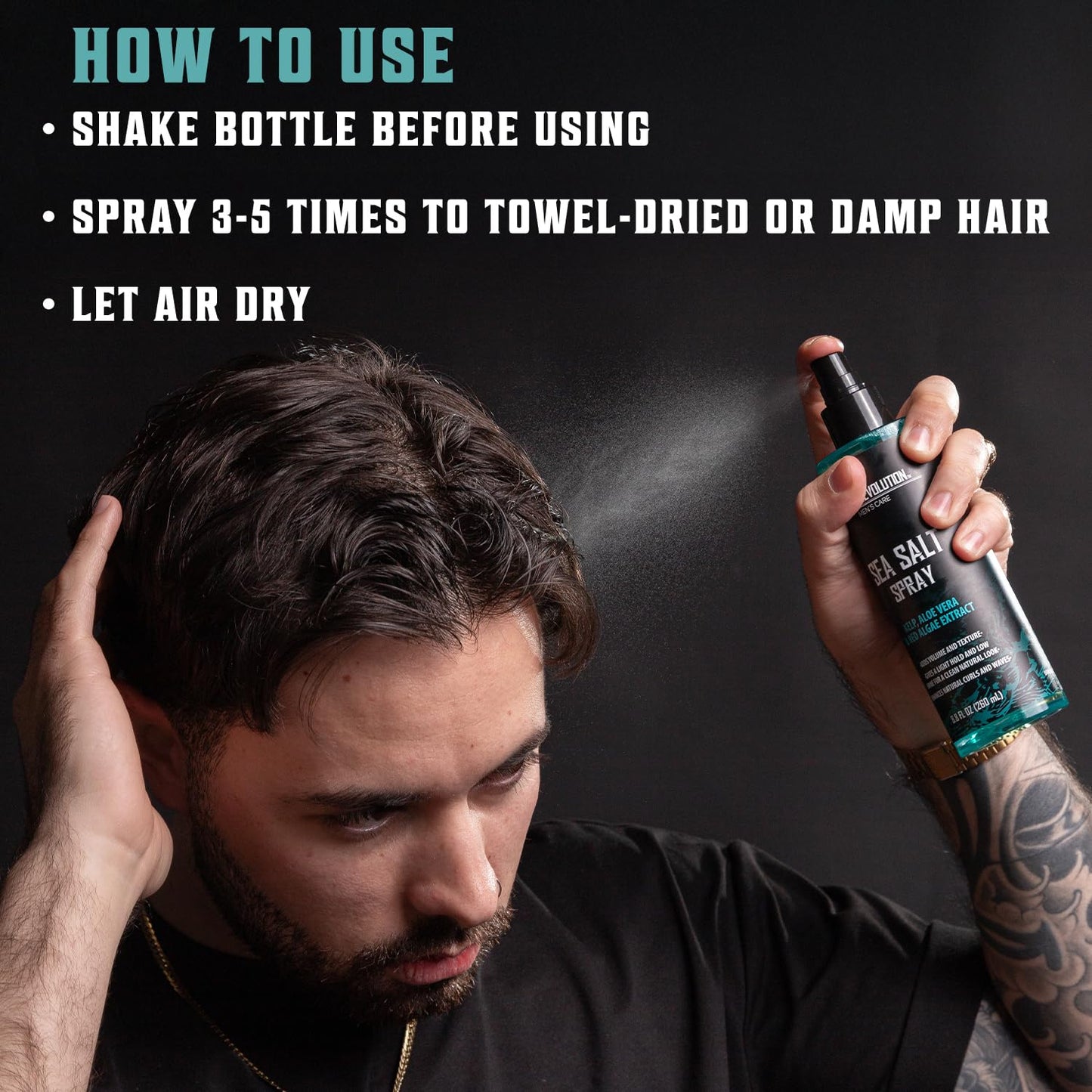 Viking Revolution Sea Salt Spray for Men - Hair Texturizing Spray with Kelp, Aloe Vera and Red Algae Extract - Surf Sprays to Add Volume