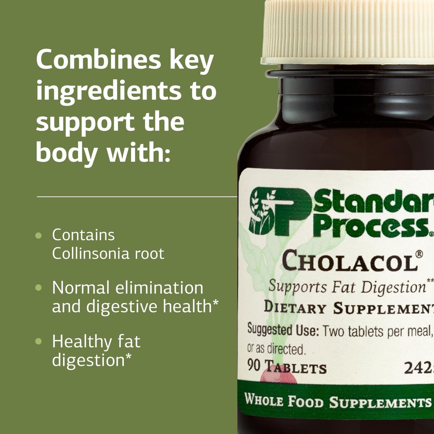 Standard Process Inc. Cholacol - Gallbladder Support Supplement - Fat Digestion Supplement for Digestive Health & Bile Support