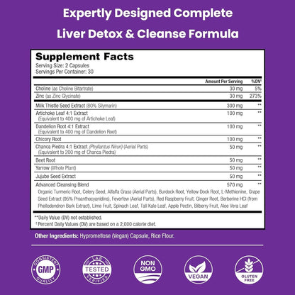 NutraChamps Liver Cleanse Detox & Repair Formula, 20+ Herbs: Milk Thistle Extract with Silymarin, Artichoke, Dandelion, Chicory Root Powder,