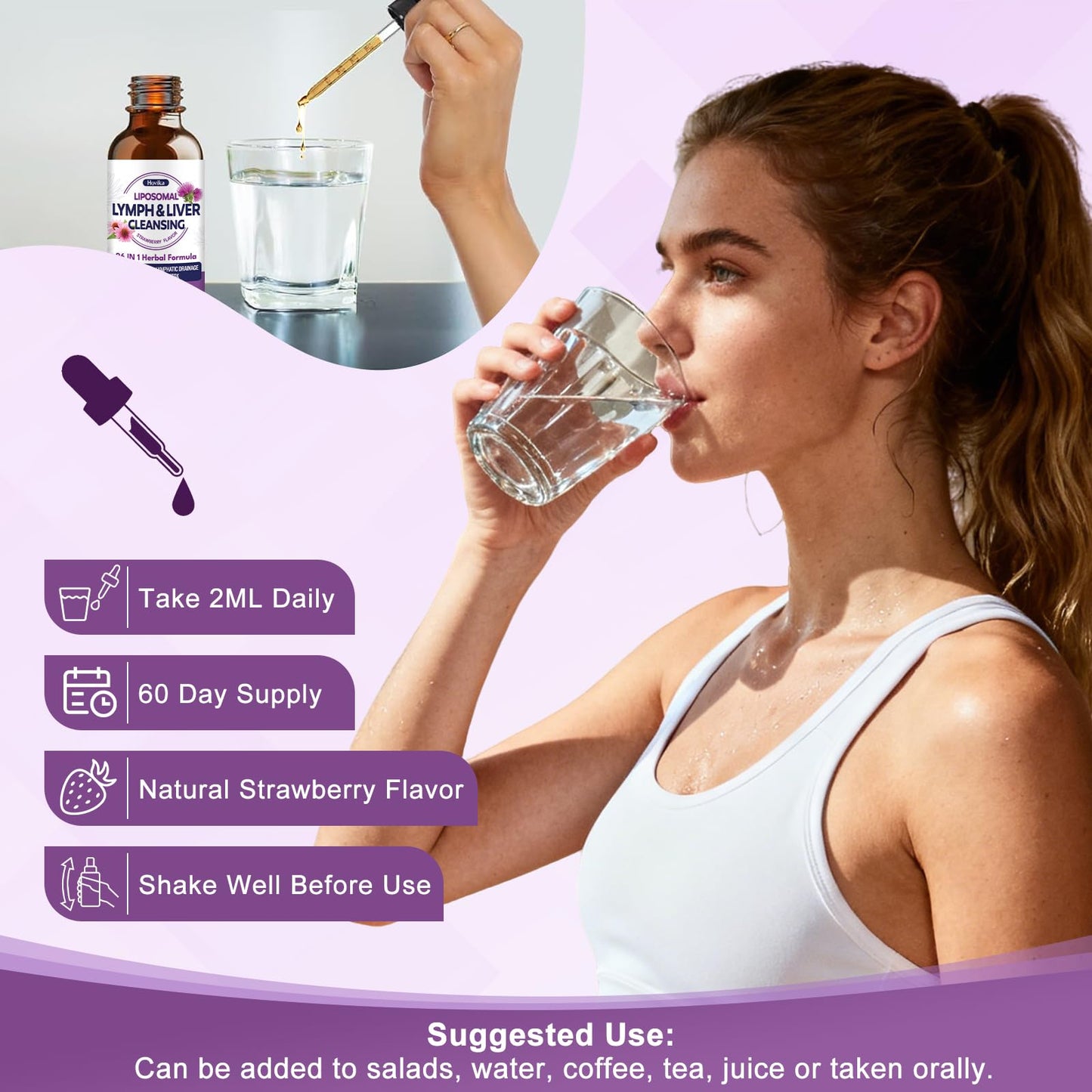 Liposomal Lymphatic Drainage Drops, 26 in 1 Liver Cleanse Detox & Repair with Milk Thistle, Echinacea, Glutathione, Vitamins, Lymph-Liver Cleanse,