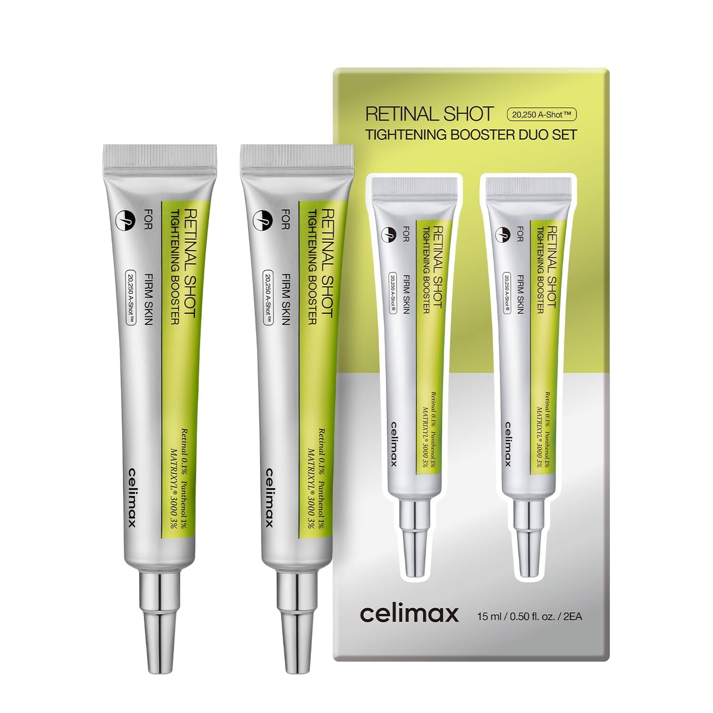 celimax The Vita A Retinal Shot Tightening Booster (Duo Set 15mlx2) | 0.1% Retinal, 3% Matryxyl, High-Strength Retinoid for Anti-Aging, Pore Minimizer