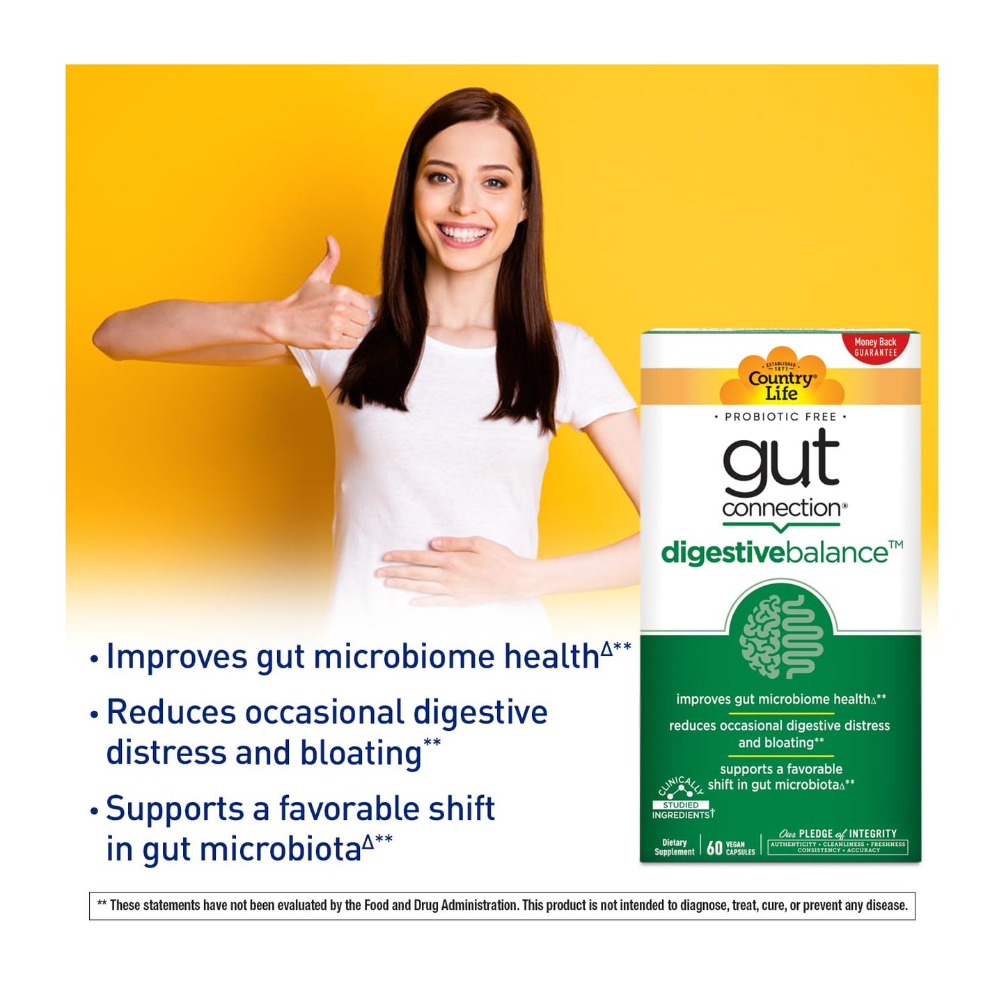 Country Life Gut Connection Digestive Balance – Prebiotic & Digestive Enzyme Supplement for Gut Health, Bloating Relief, and Improved Bowel Movements