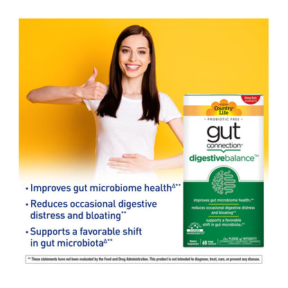 Country Life Gut Connection Digestive Balance – Prebiotic & Digestive Enzyme Supplement for Gut Health, Bloating Relief, and Improved Bowel Movements