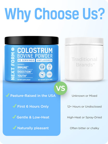 Bovine Colostrum Powder for Women &Men Source of IgG & IgA Grass-Fed, Pure Bovine Colostrum for Gut Health, Immune Support, Muscle Recovery & Wellness, Unflavored