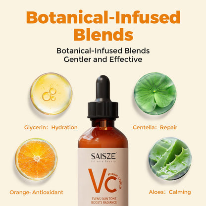 SAISZE Vitamin C Serum for Face, Facial Serum for Dark Spot, Skin Care Gifts for Women, Mothers Day gifts, Anti Aging with Vitamin C, Hyaluronic Acid, 60ml