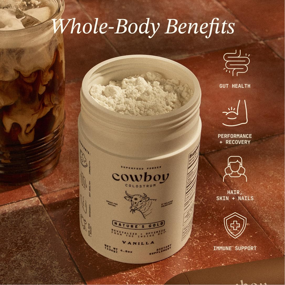 Cowboy - The Exclusive 1st Milking, Whole, Grass Fed Colostrum Supplement for Full Body Health - Bovine Colostrum Powder Packed w/Bioactive Nutrients