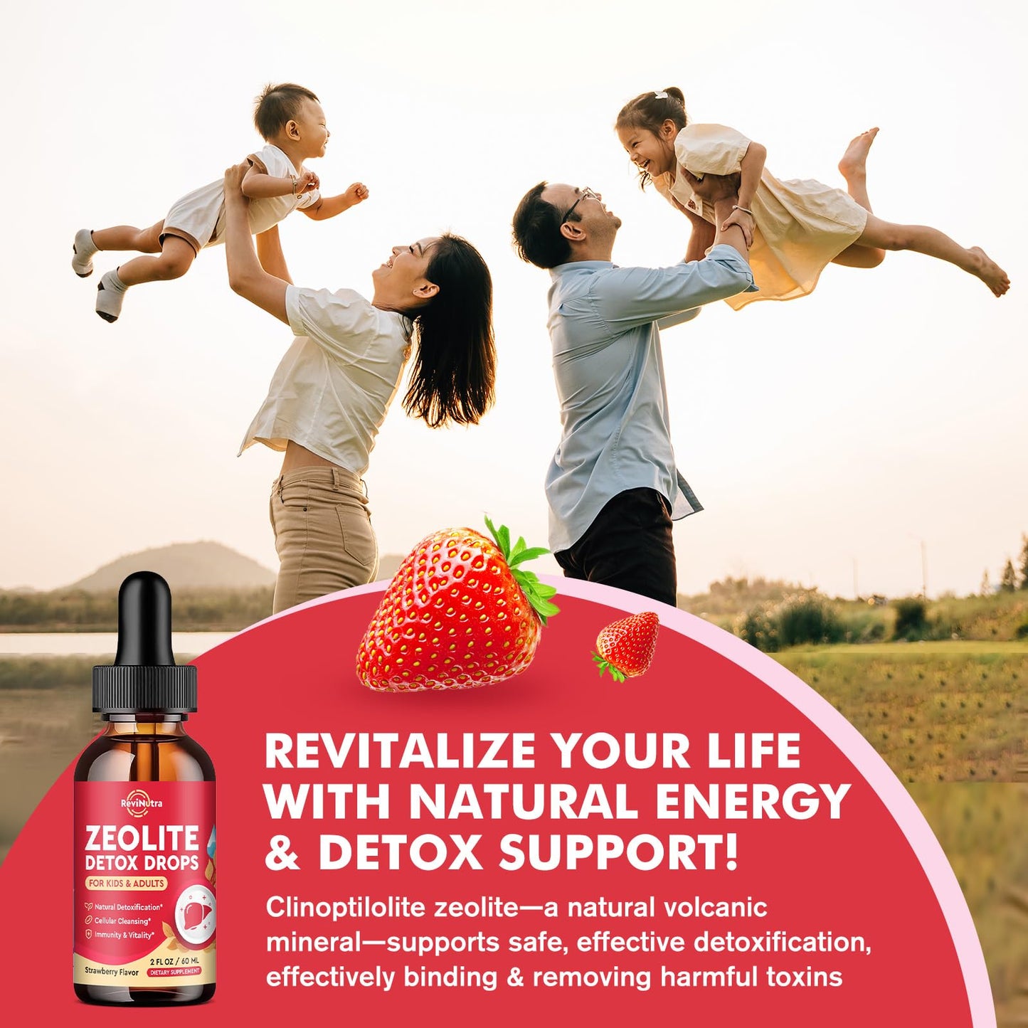ReviNutra Zeolite Detox for Kids and Adults, Clinoptilolite Zeolite Liquid Drops with Chlorella,