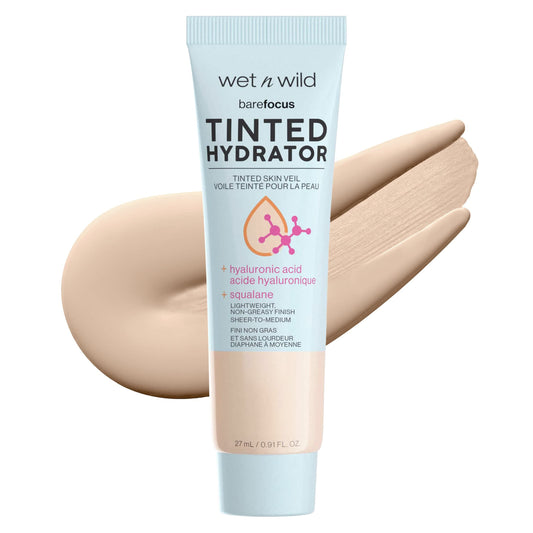 wet n wild Bare Focus Tinted Hydrator Tinted Skin Veil, Lightweight Buildable Coverage with Hyaluronic Acid & Vegan Squalane, Sheer-to-Medium Coverage