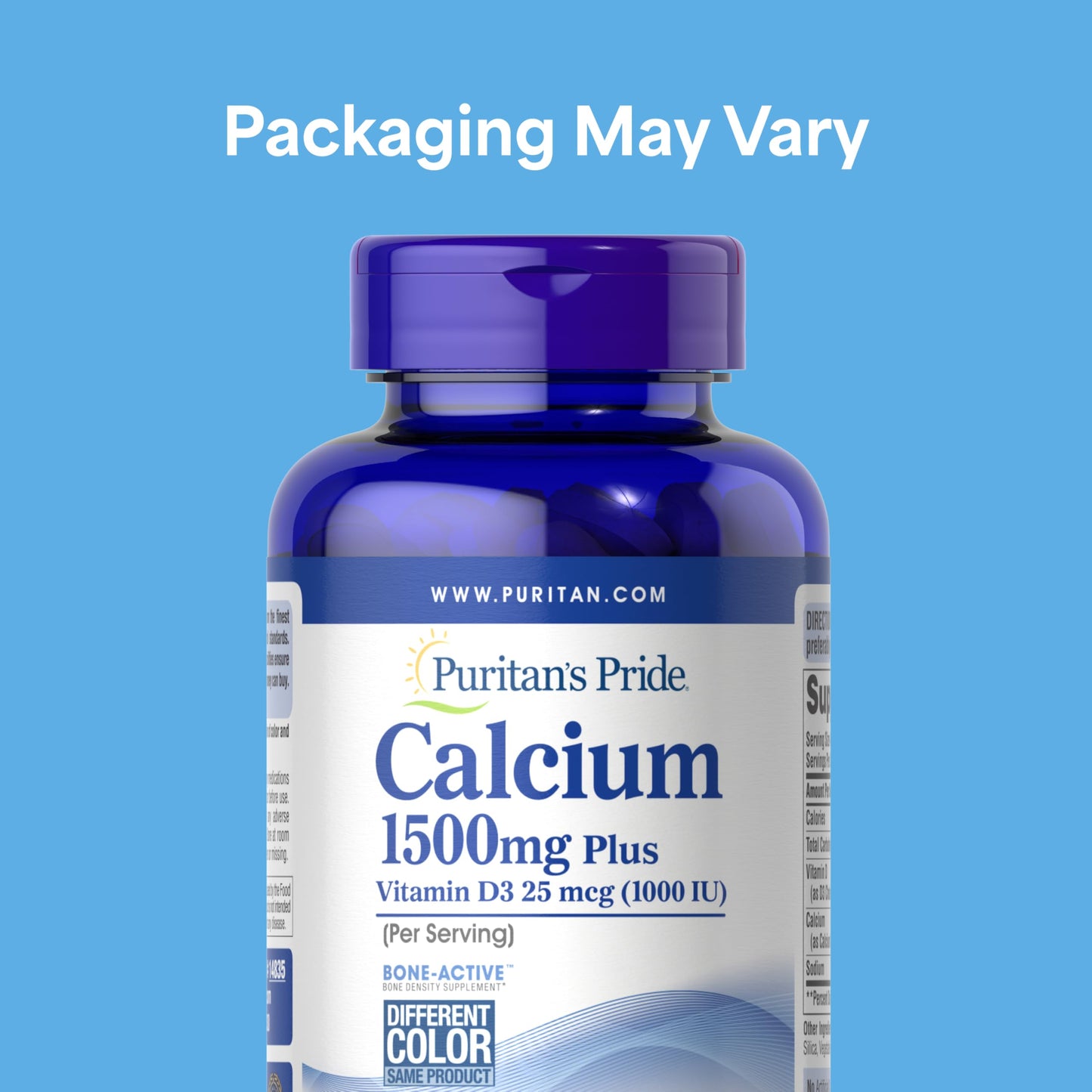 Puritan's Pride Absorbable Calcium 1500 mg Plus Vitamin D3 25mcg 1000 IU, Dietary Supplement for Bone Strength, Heart, Nerve, Muscle