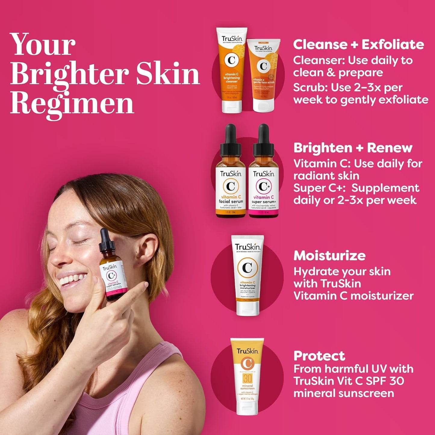 TruSkin Vitamin C Super Serum for Face - Five Skin Benefits in One Serum with Vitamin C, Retinol, Niacinamide, Hyaluronic Acid & Squalane