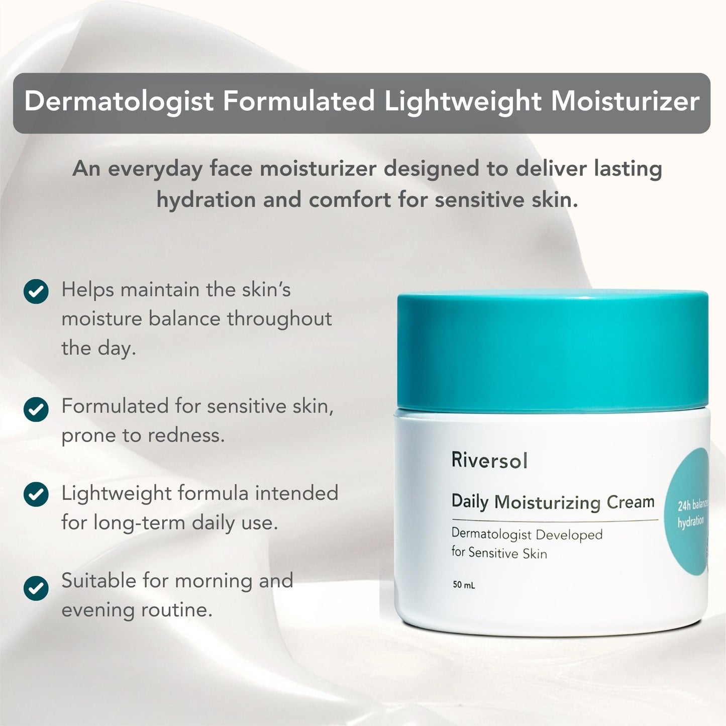 Riversol Rosacea Cream & Face Moisturizer for Dry & Sensitive Skin | Redness Relief | Anti-Aging Hydration for Mature Skin | Fragrance Free