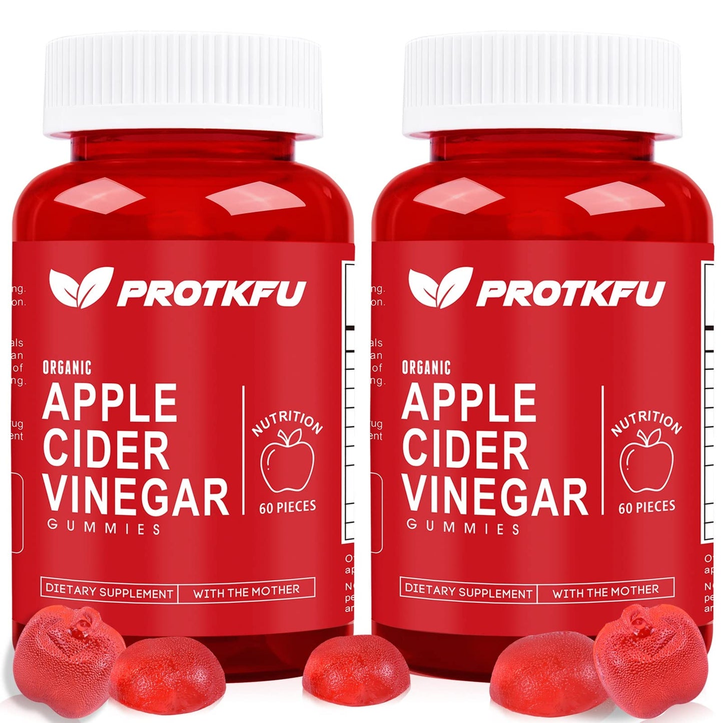 ProTKFU Apple Cider Vinegar Gummies, 120 Count Max Strength 1000mg ACV Gummies with Vitamin B12 & B6, for Metabolism, Digestion, Detox, Gut & Immune Health