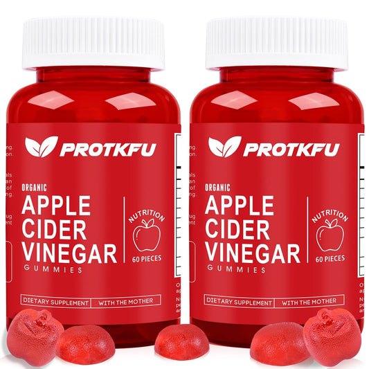ProTKFU Apple Cider Vinegar Gummies, 120 Count Max Strength 1000mg ACV Gummies with Vitamin B12 & B6, for Metabolism, Digestion, Detox, Gut & Immune Health