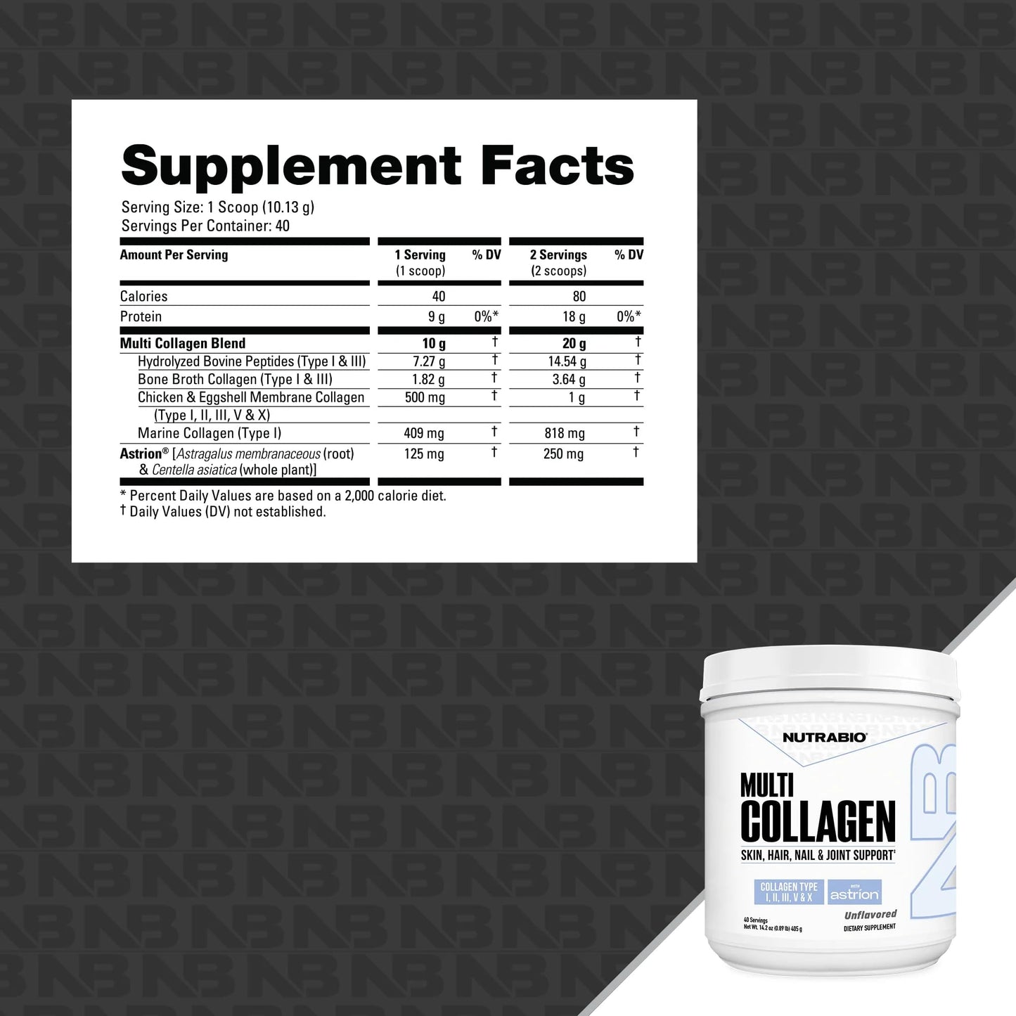 NutraBio Multi Collagen Powder - Hydrolyzed Collagen Peptides for Glowing Hair & Skin - Grass-Fed - Collagen Powder for Women and Men - 40 Servings- Unflavored NutraBio buy supplements Au