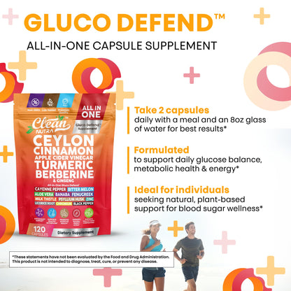 Ceylon Cinnamon Capsules + Apple Cider Vinegar Turmeric Supplement Ginseng Cayenne Pepper Bitter Melon Aloe Vera Fenugreek Milk Thistle Chromium