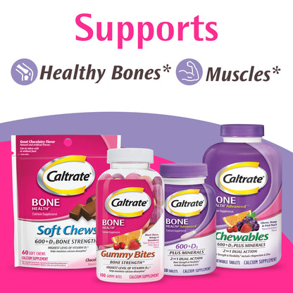 Caltrate 600 Plus D3 Plus Minerals Calcium and Vitamin D Supplement Tablets, Bone Health and Mineral Supplement for Adults - 165 Count