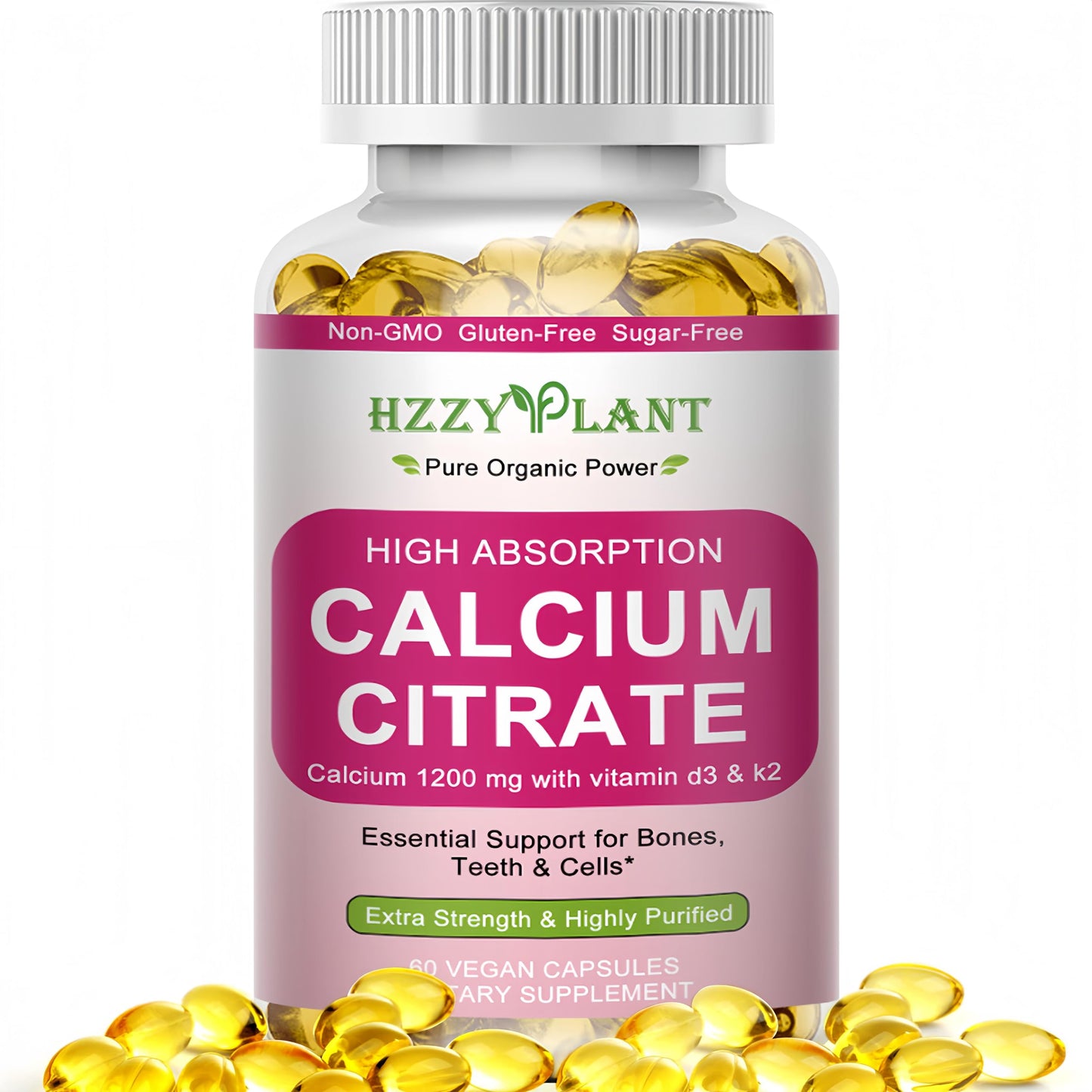 Calcium Supplements for Women Softgels, High Absorption Calcium Citrate Supplement Essential Mineral Calcium 1200 mg with Vitamin D3 Magnesium for Bone Health Support