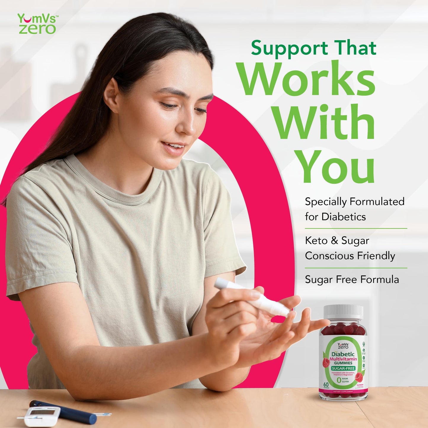 YUM-V'S Multivitamin for Women & Men – Sugar Free Multivitamin Gummies – Zero Sugar Gummy with Chromium, Thiamine & Magnesium – Keto-Friendly Daily Vitamin Gummy